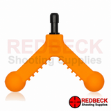 Spartan Pocket Pod orange shooting support, front view with Redbeck Shooting Supplies branding