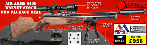 AIR ARMS S400 WALNUT STOCK PRO HARDCASE PACKAGE DEAL