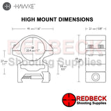 Hawke Match Mounts 1" 2 Piece Weaver