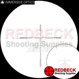 The Immersive Optics 10x24 Prismatic Air Rifle Scope with Extended Mil Dot Reticle, The reticle is shown in detail.