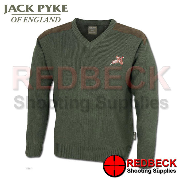 Jack Pyke Shooters Dark Green Pullover Jumper with Pheasant Embroidery