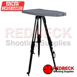 MTM HIGH LOW SHOOTING TABLE SHOWN SETUP. All new, bench rest style shooting table. Extreme high and low adjustability with three-legged stability. Large 17" x 33" table surface.