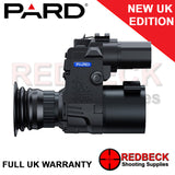 Pard NV007SP LRF Night Vision Add On, with built in Laser Range Finder. Side view with scope mounting bracket attached.