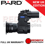 Pard NV007SP LRF Night Vision Add On, with built in Laser Range Finder. Side view showing unit with laser rangefinder.